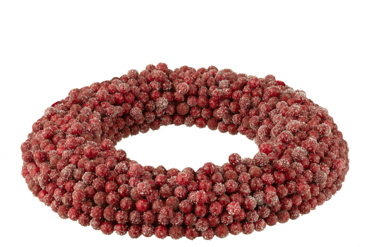 Round Red Plastic Berry Wreath Large Ø45cm J-Line