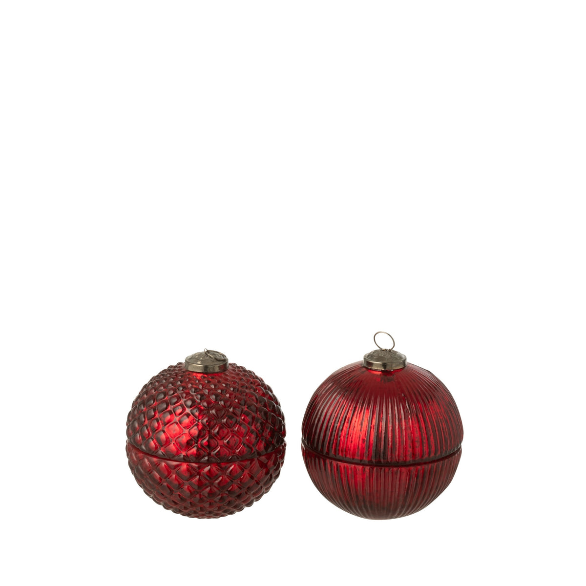 Scented Candle Christmas Bauble Glass Christmas Red Small Set of 2 J-Line