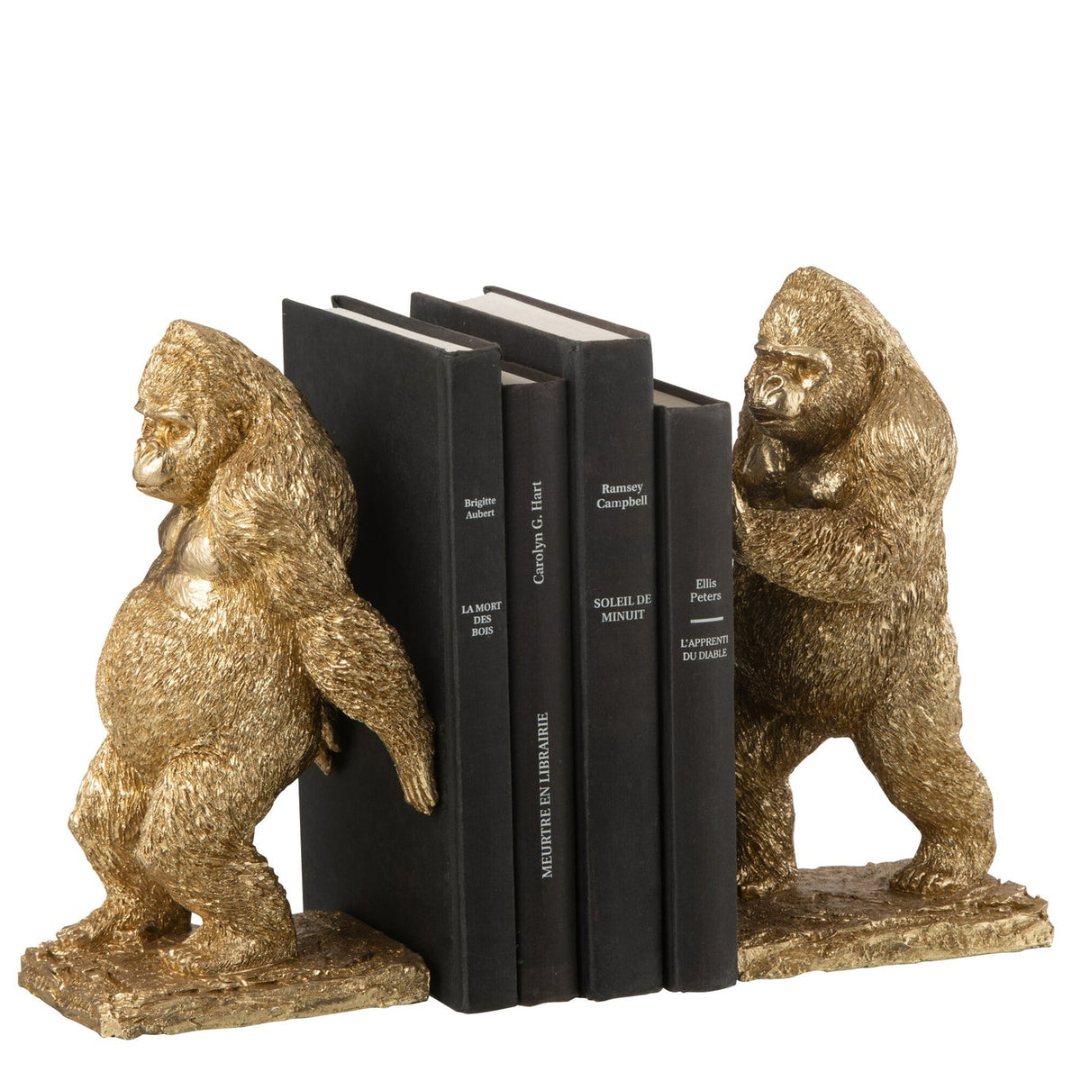J-Line Gold Resin Gorilla Bookends Set of 2