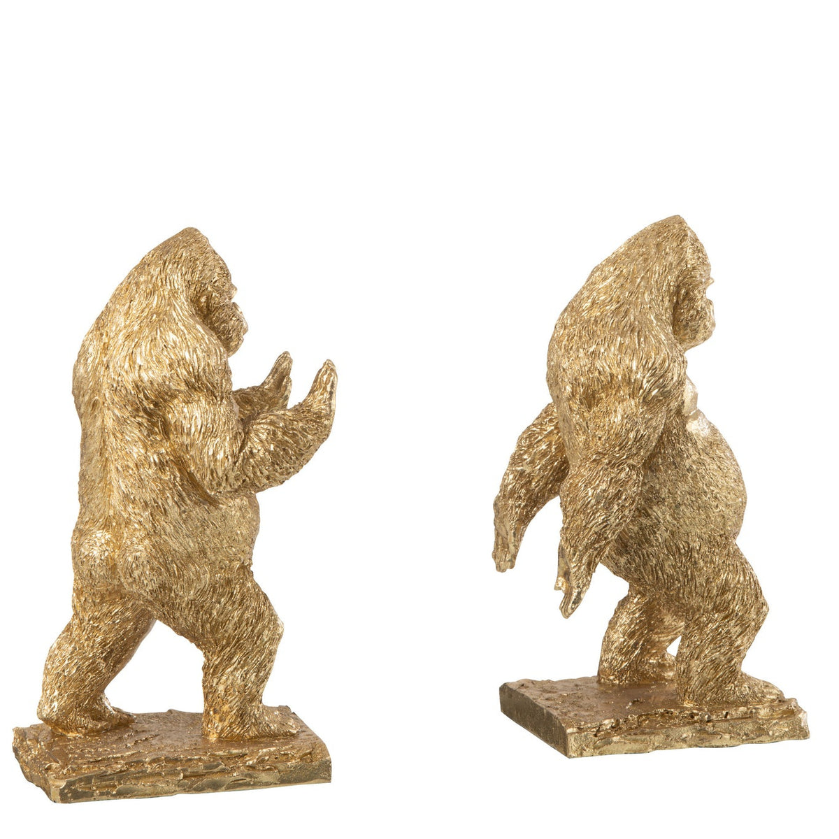 J-Line Gold Resin Gorilla Bookends Set of 2