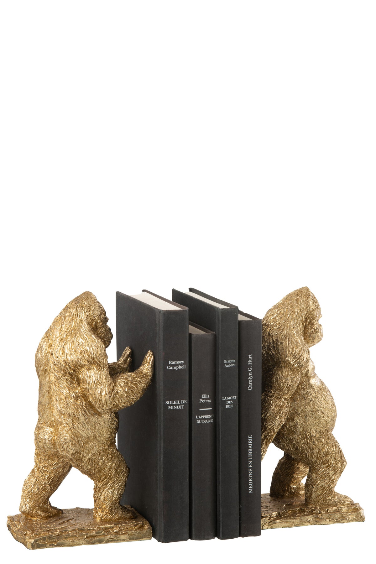 J-Line Gold Resin Gorilla Bookends Set of 2