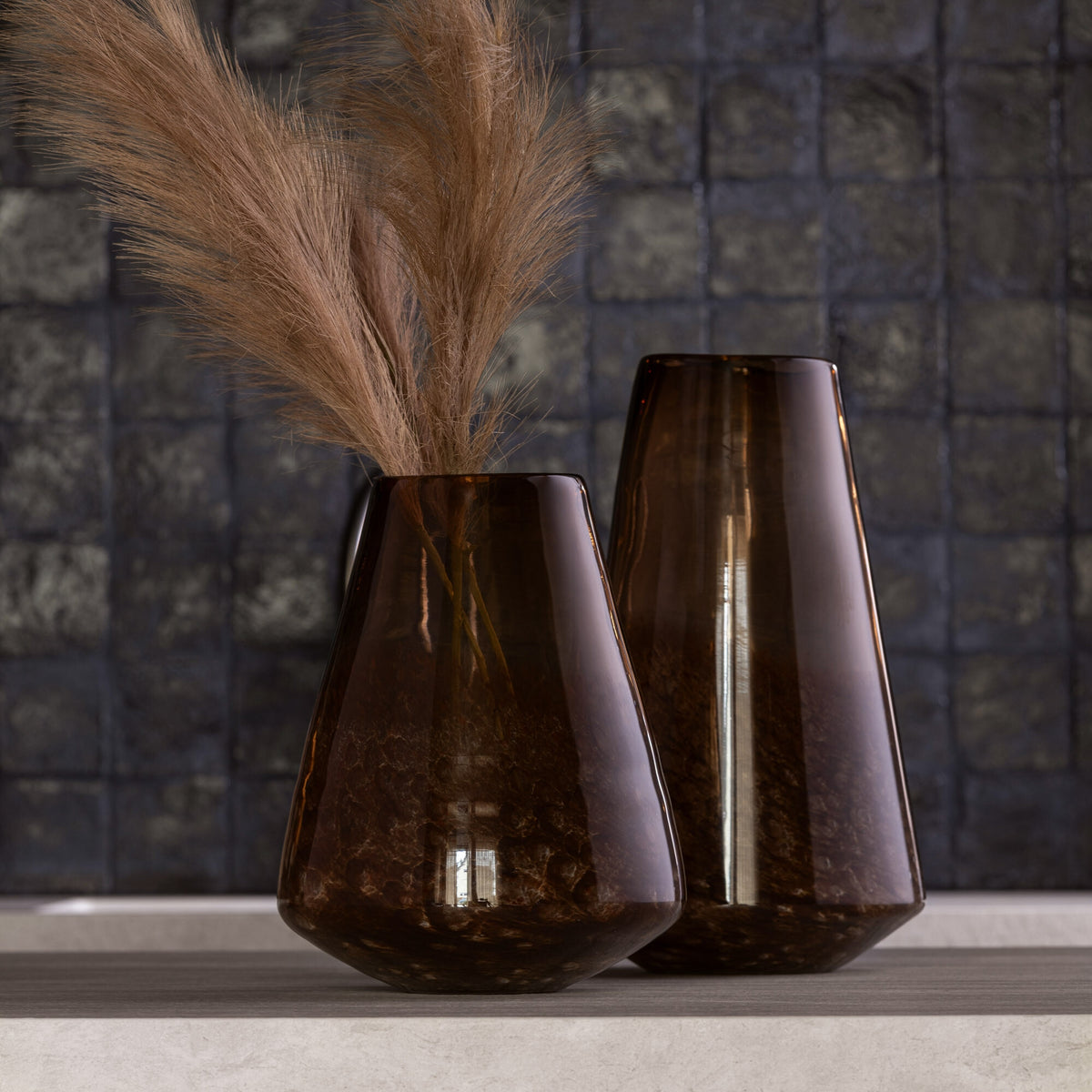 Dark Brown Glass Vase Cone Small J-Line