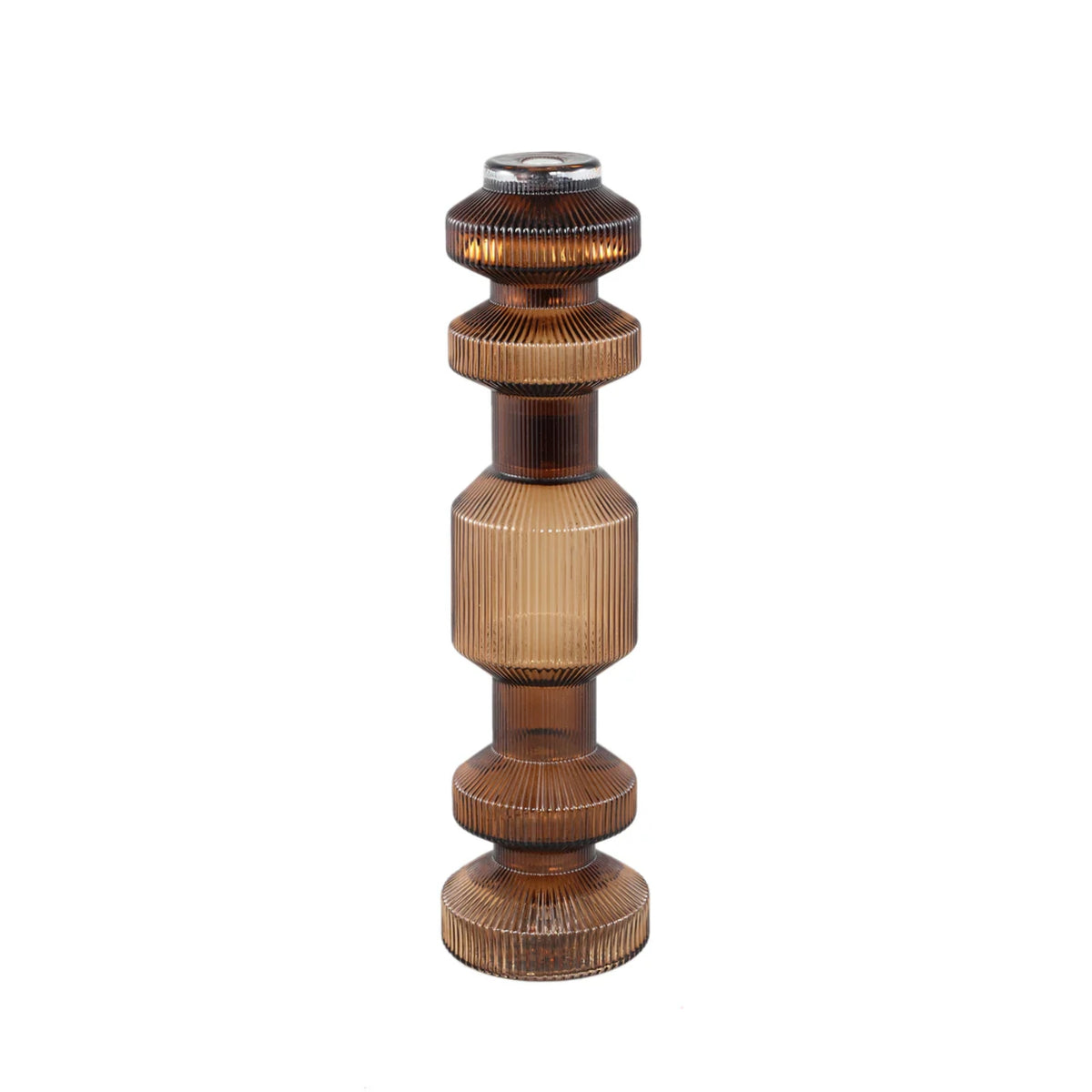 Galinda Brown Ribbed Glass Candlestick PTMD Set of 3
