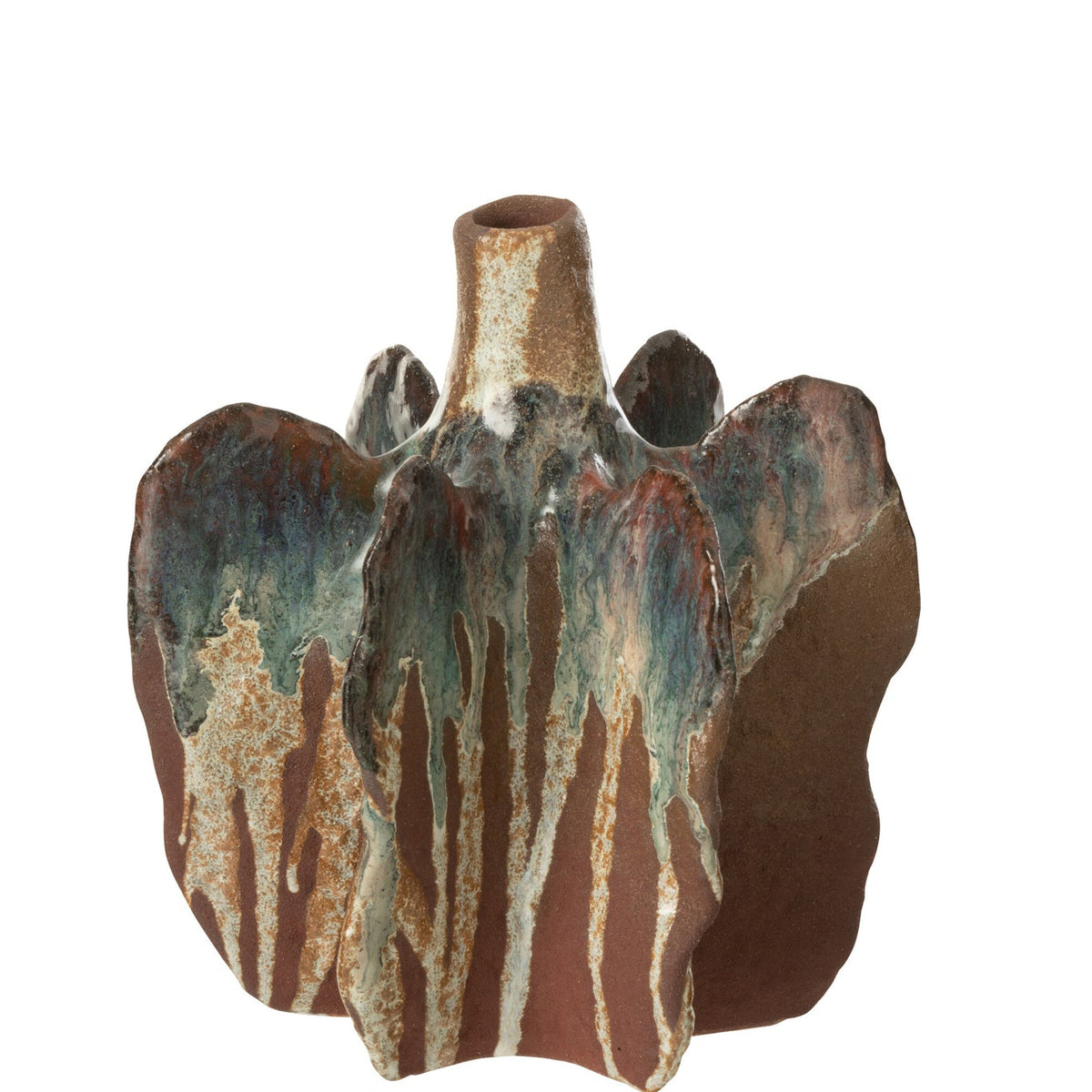 Naga Ceramic Vase Rust Brown Medium 18.5x18x20.5cm J-Line