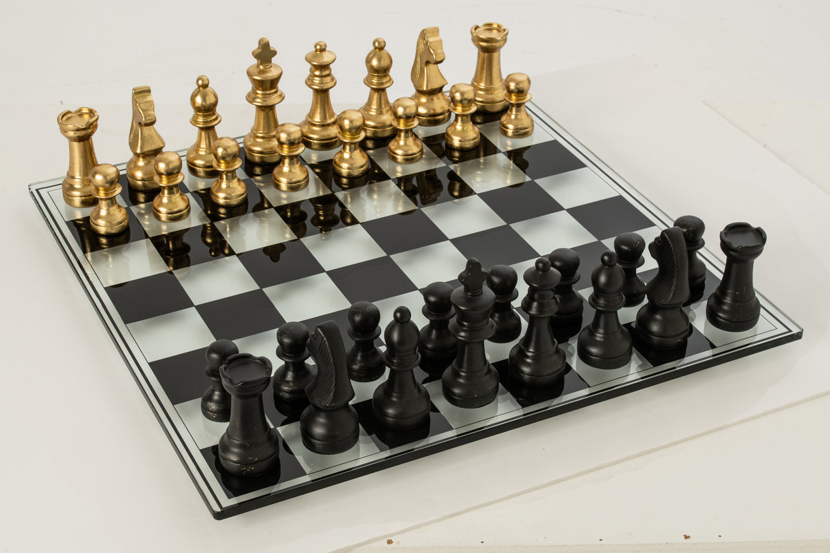 Chess Set Plateay Gold/Black Polyresin J-Line