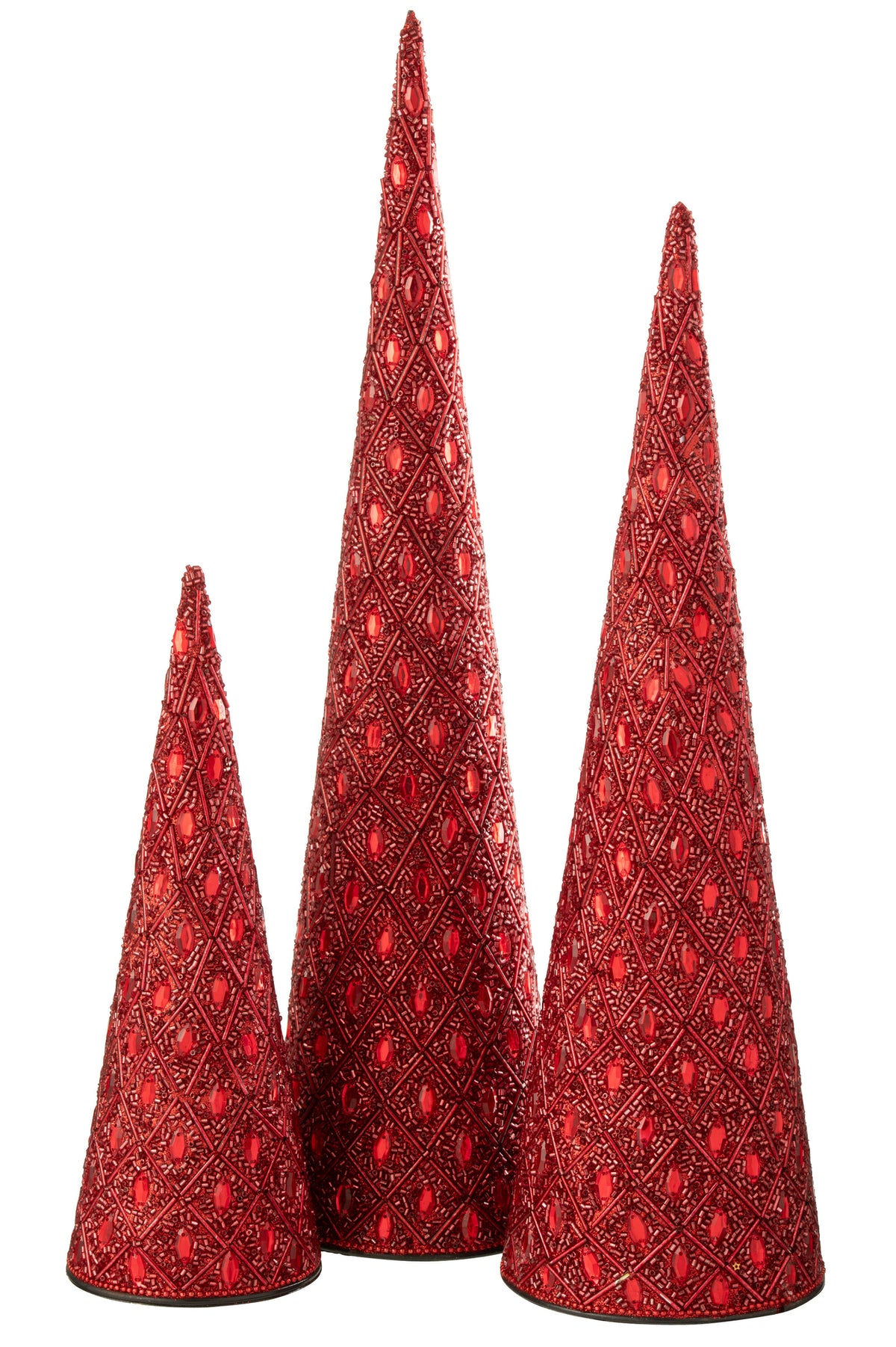 Cone Iron/Beads Christmas Red Set of 3 J-Line