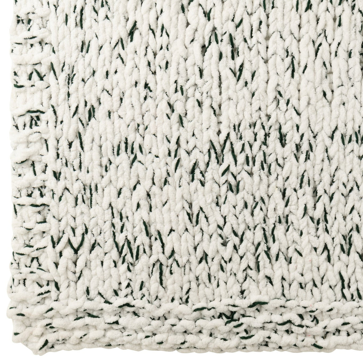 Blanket Gebreeën Polyester White/Dark Green J-Line