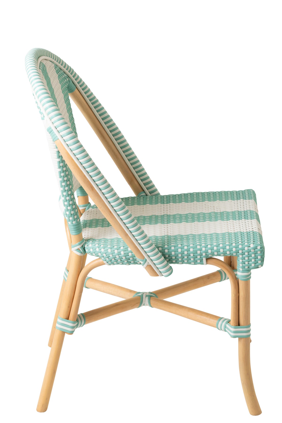 Chair Striped Rattan Light Blue/White J-Line