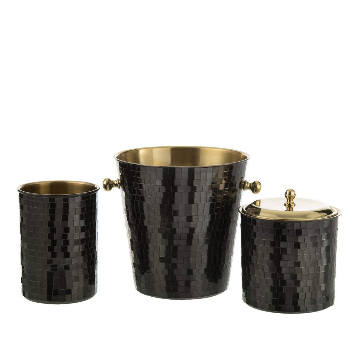Ice Bucket Mosaic Stainless Steel Black J-Line