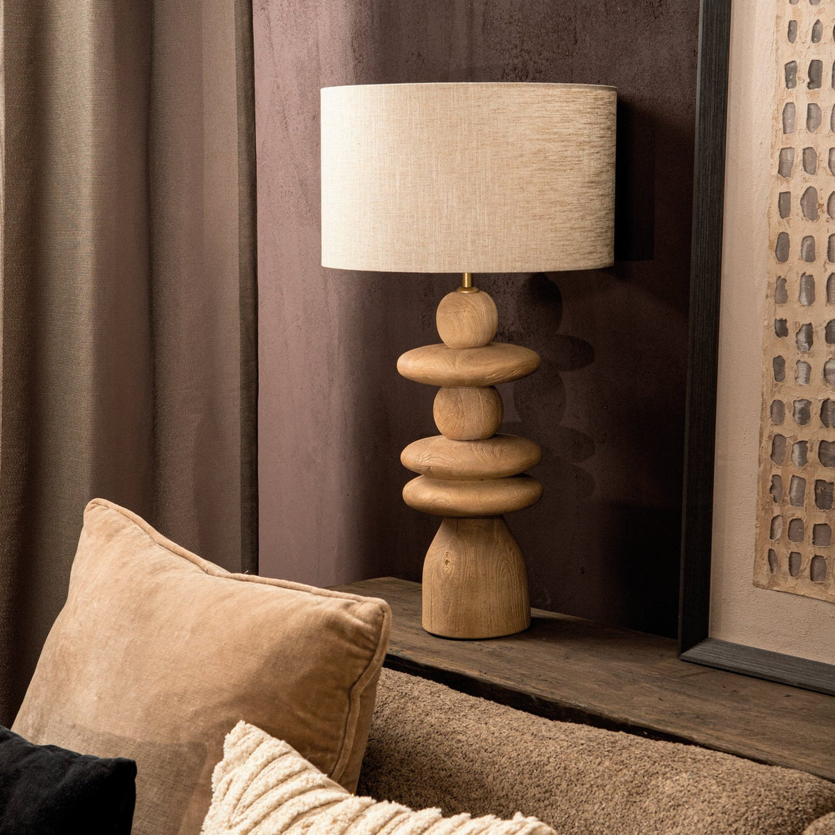 PTMD Table Lamp Base Callain Mango Round