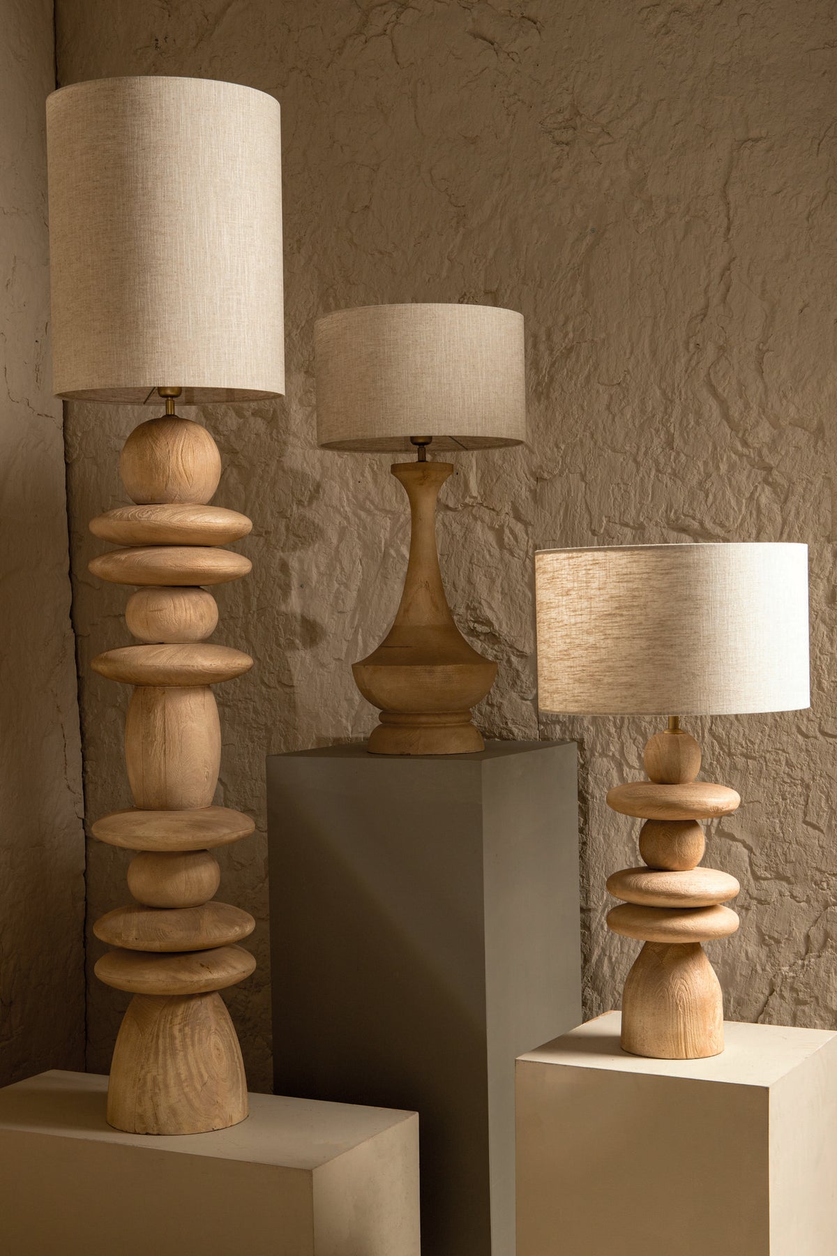 PTMD Table Lamp Base Callain Mango Round