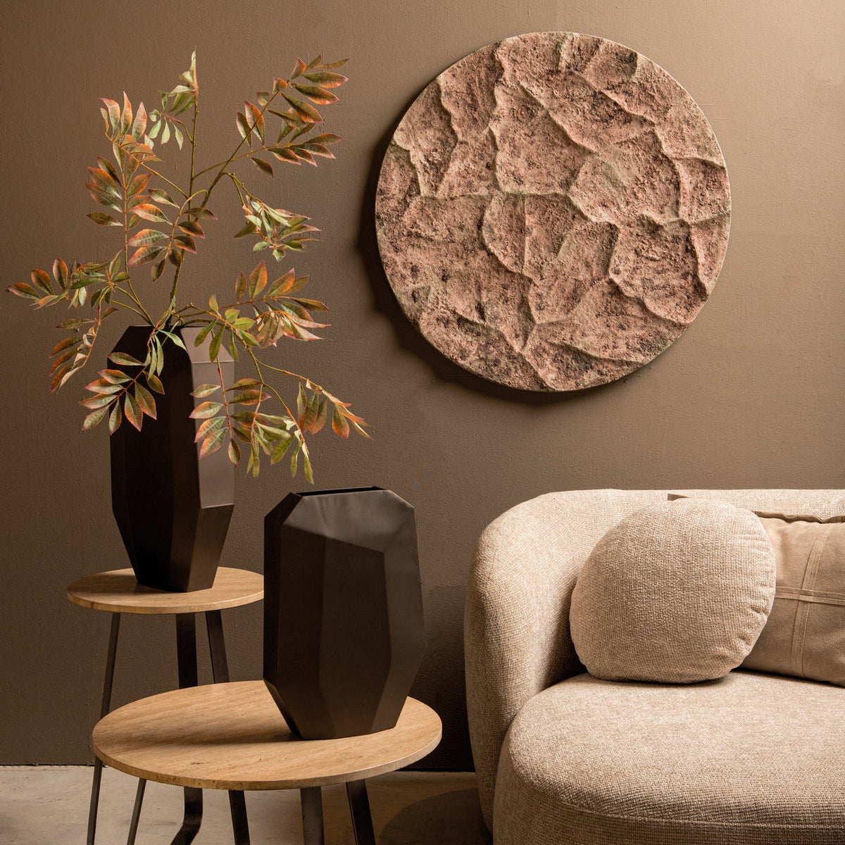Wall panel Rafet L - Ø80cm - Cement - Grey PTMD