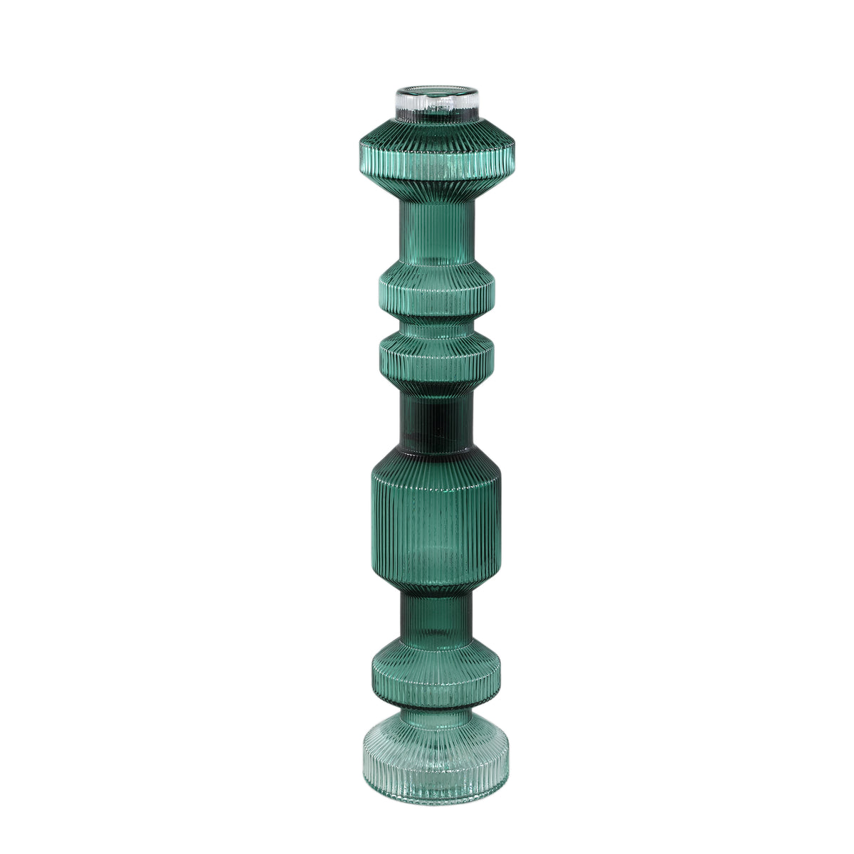 Galinda Dark Green Ribbed Glass Candle Holder Medium PTMD