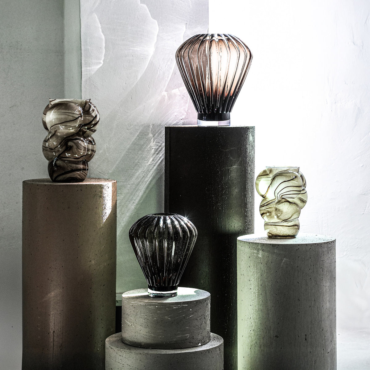 Jayci Brown Glass Solid Glass Ribbed Vase L PTMD