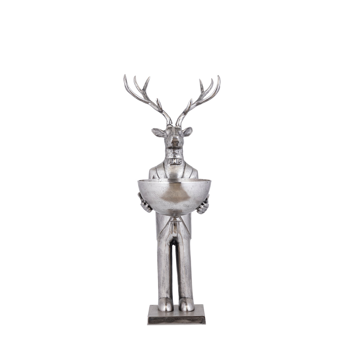 Reindeer Statue with Tray Gun Metal 109cm Small PTMD