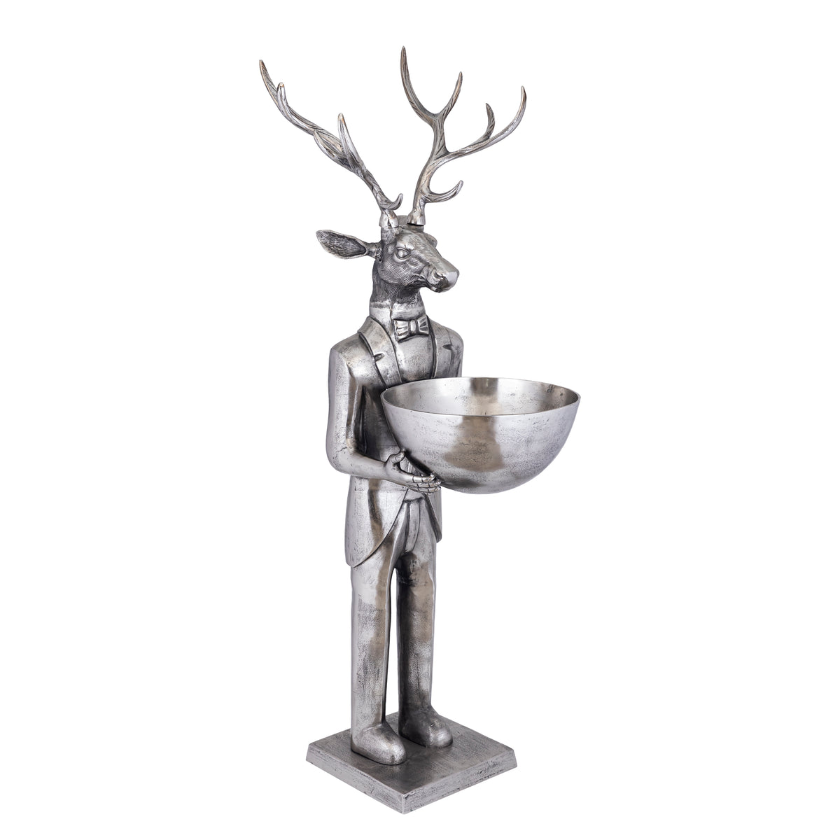 Reindeer Statue with Scale Gun Metal 192cm Large PTMD
