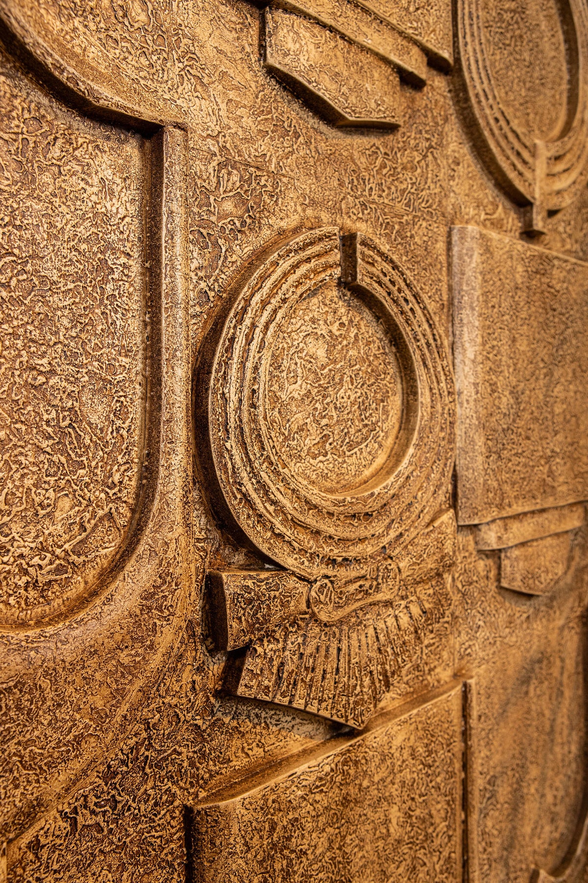 Saku Beige MDF Ancient Symbols Antique Wall Panel PTMD