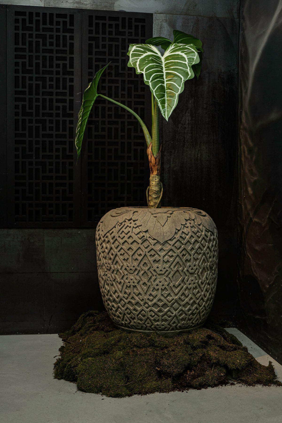 Flower pot Luzmari Grey Cement Round Large PTMD