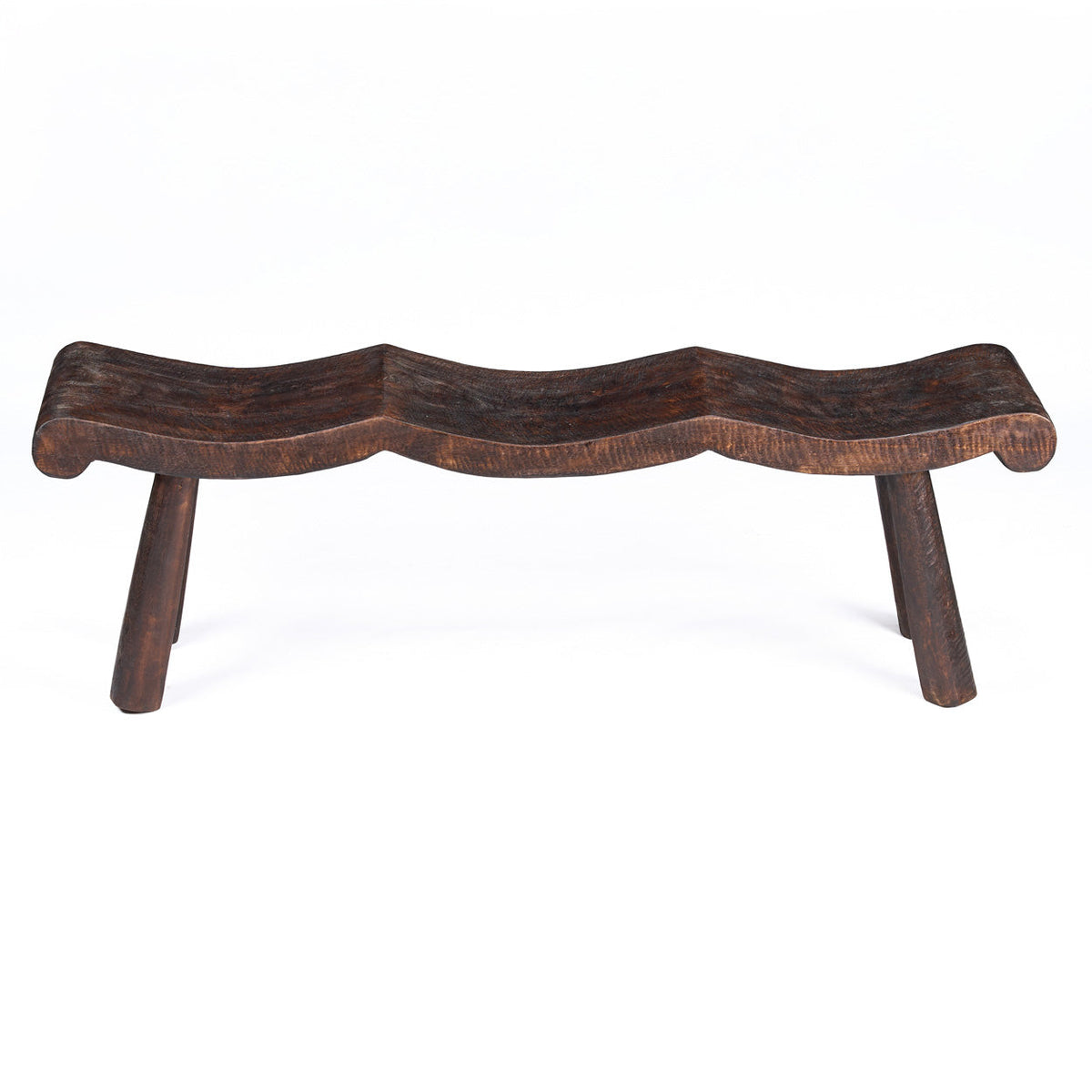 The Lombok Wave Bench Dark Walnut Medium Bazar Bizarre