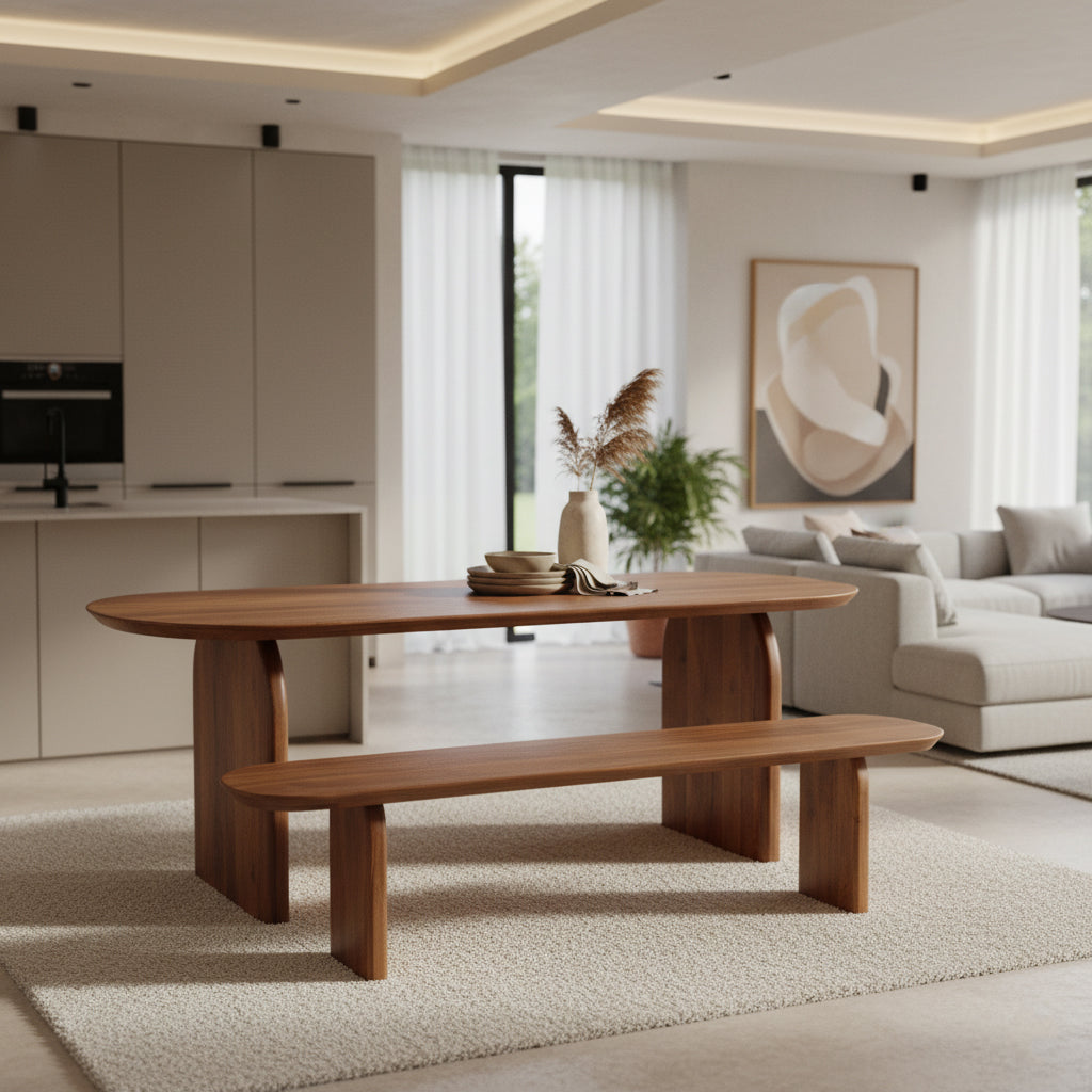 Dining Room Bench Bullnose Brown Mango Wood 240cm Raw Materials