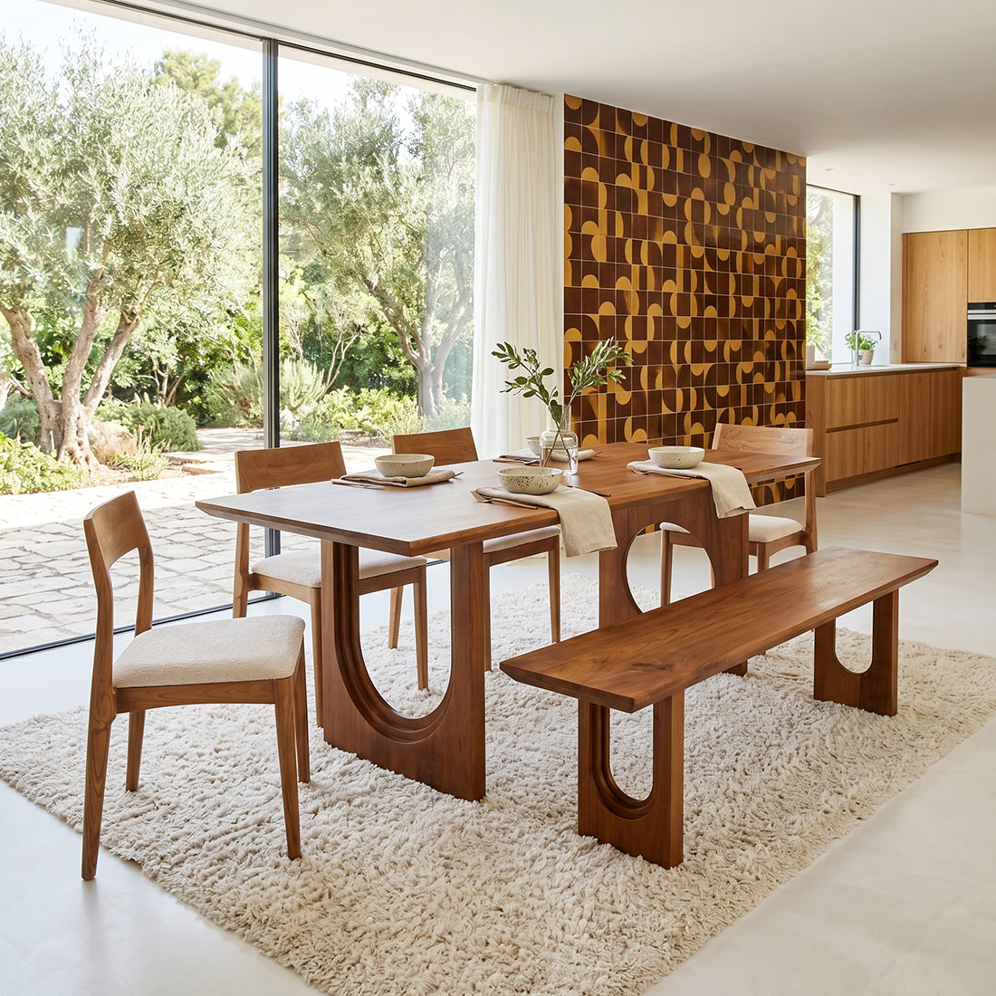 Dining Room Bench Bullnose Chamfered Mango Wood 240cm Raw Materials
