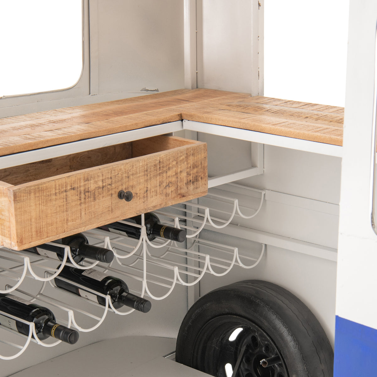 Bar Stool Retro Camper Blue/White J-Line