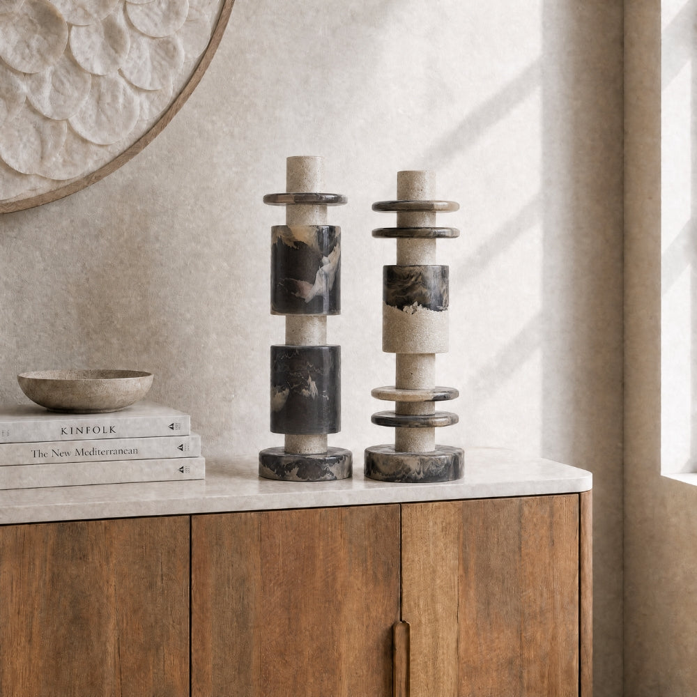 MUST Living Decorative Statue Alba Black Cream Set of 2