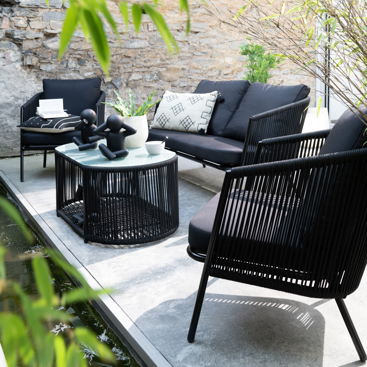 Luxury 4-piece Lounge Set Black Eli J-Line