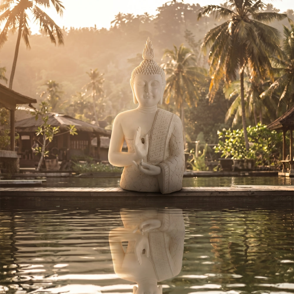 Large Buddha Statue Zen White 124cm J-Line