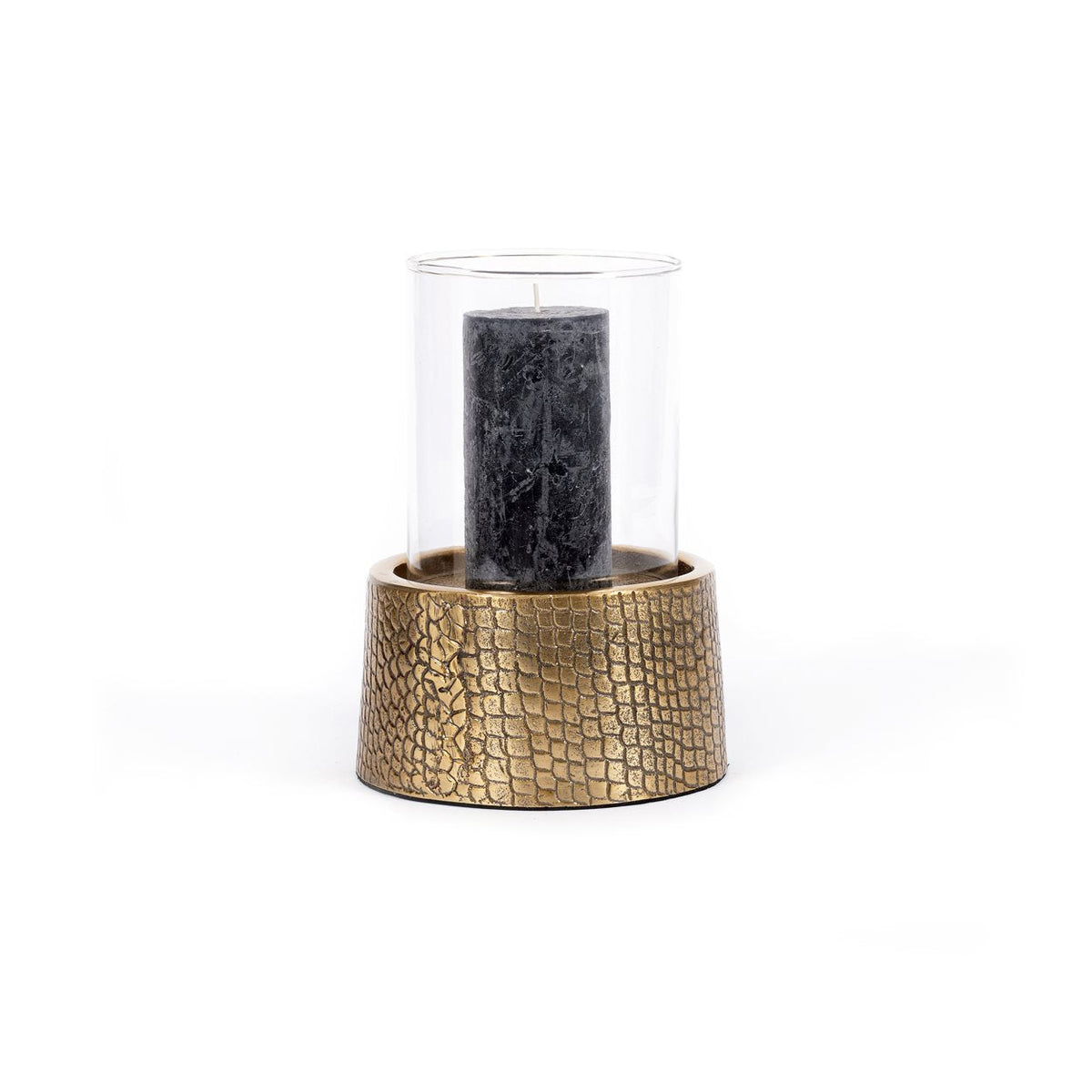 The Croco Candle Holder with Glass - Brass - Messing L Bazar Bizar