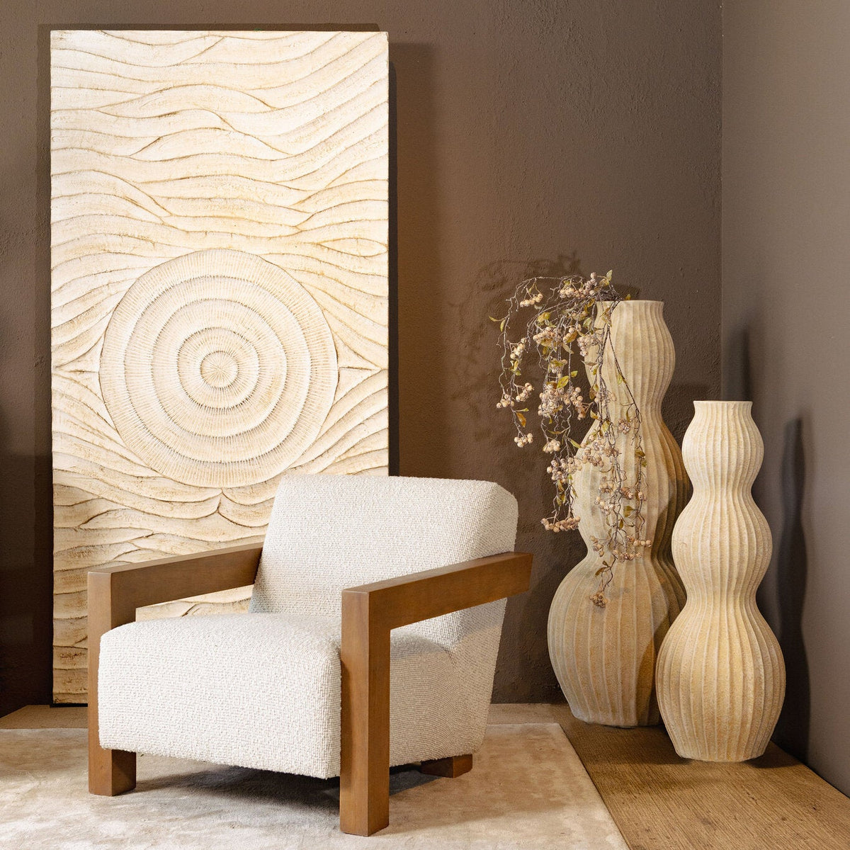 Jazel Wall Panel MDF Off-White Wave Pattern Large PTMD