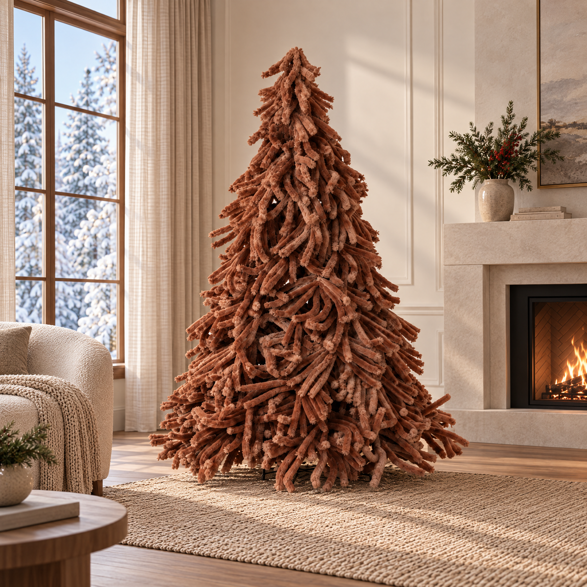Artificial Christmas Tree Fluffy Polyester Camel J-Line