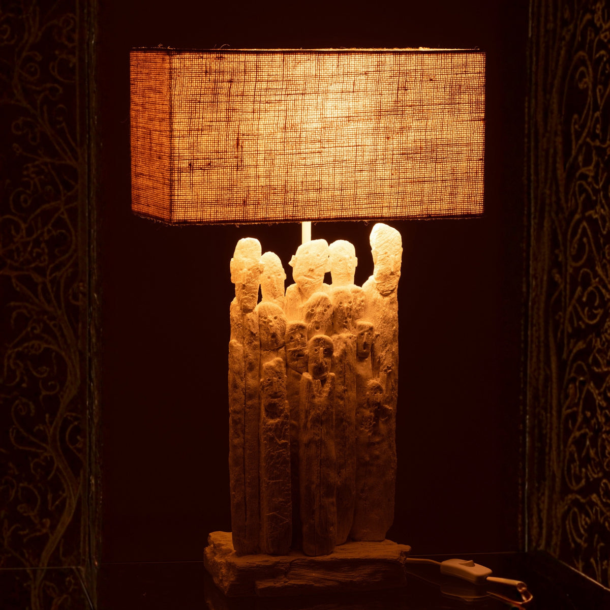 Table Lamp Figures Polyresin White/Natural J-Line