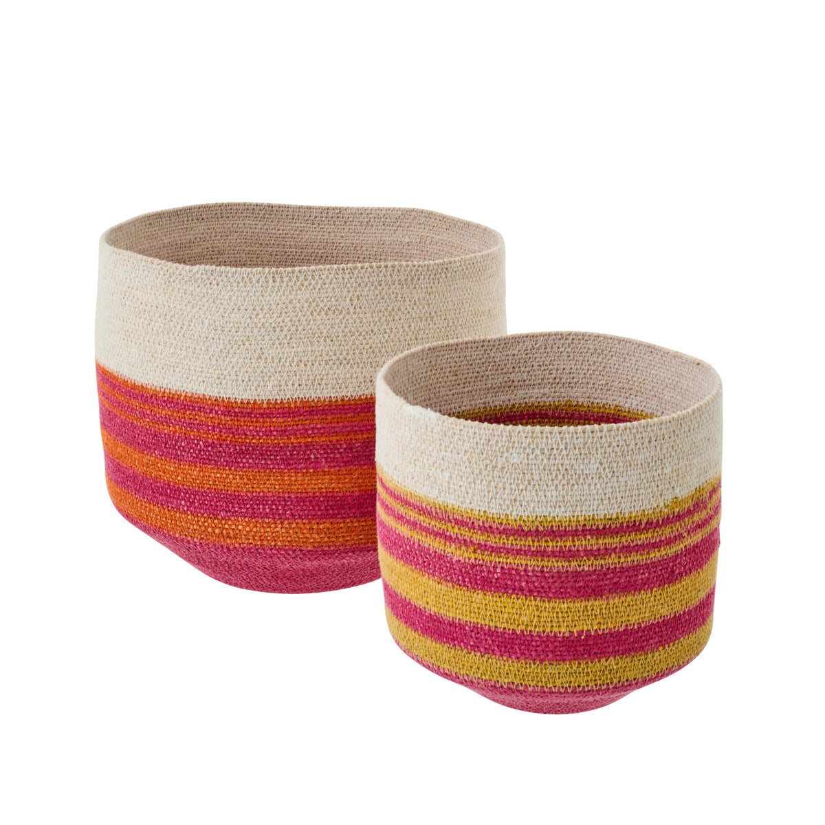 Set of 2 Striped Seagrass Baskets Multi J-Line