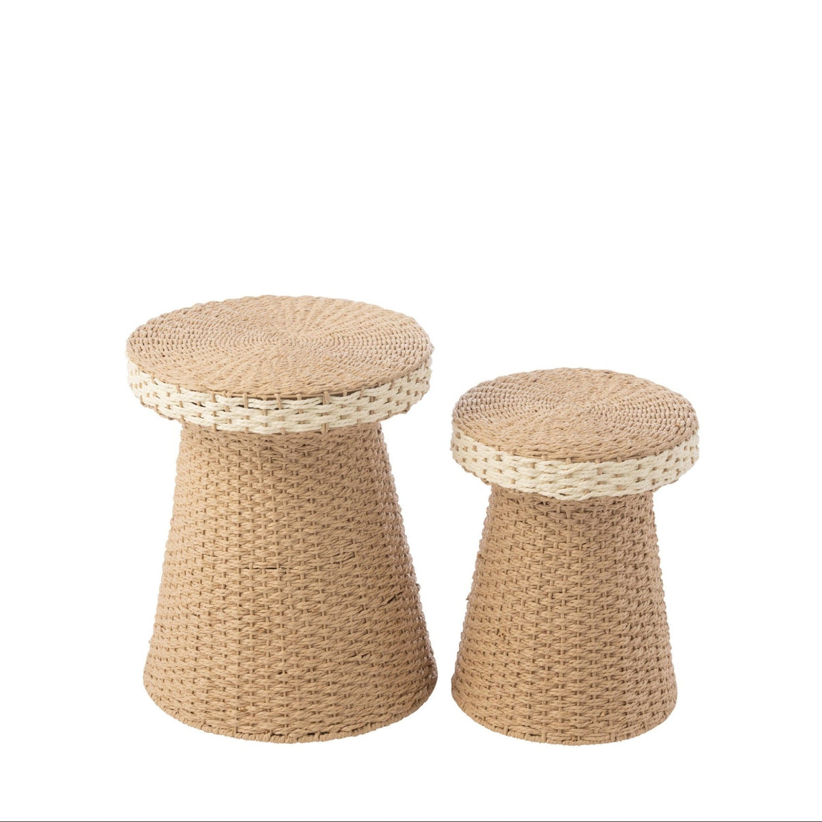 Set of 2 Side Tables Paper Natural/White J-Line