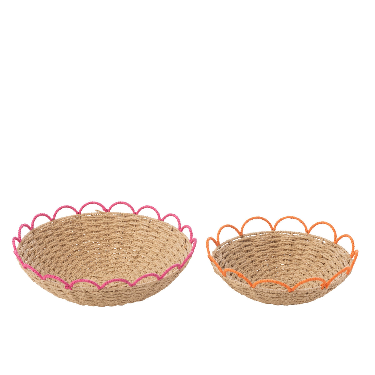 Set of 2 Decorative Trays Pink/Orange Paper J-Line