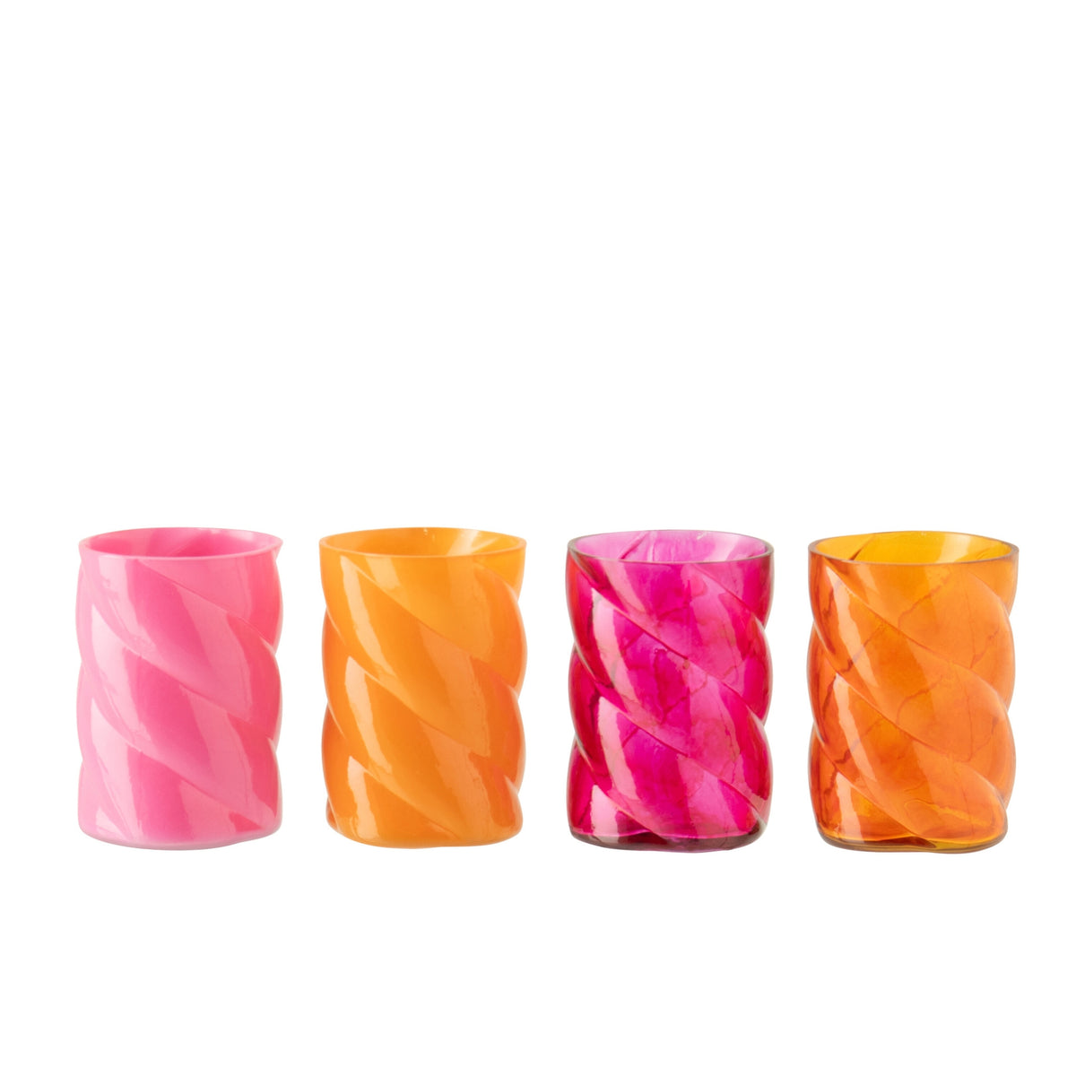 J-Line Small Assortment of 4 Orange/Pink Glass Lanterns