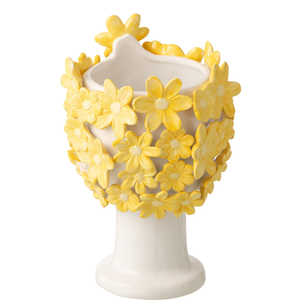Flower Pot Lady Flowers Ceramic White/Yellow J-Line