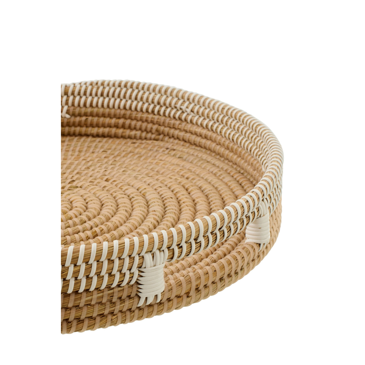 Set of 2 Decorative Natural/White Rattan Trays J-Line