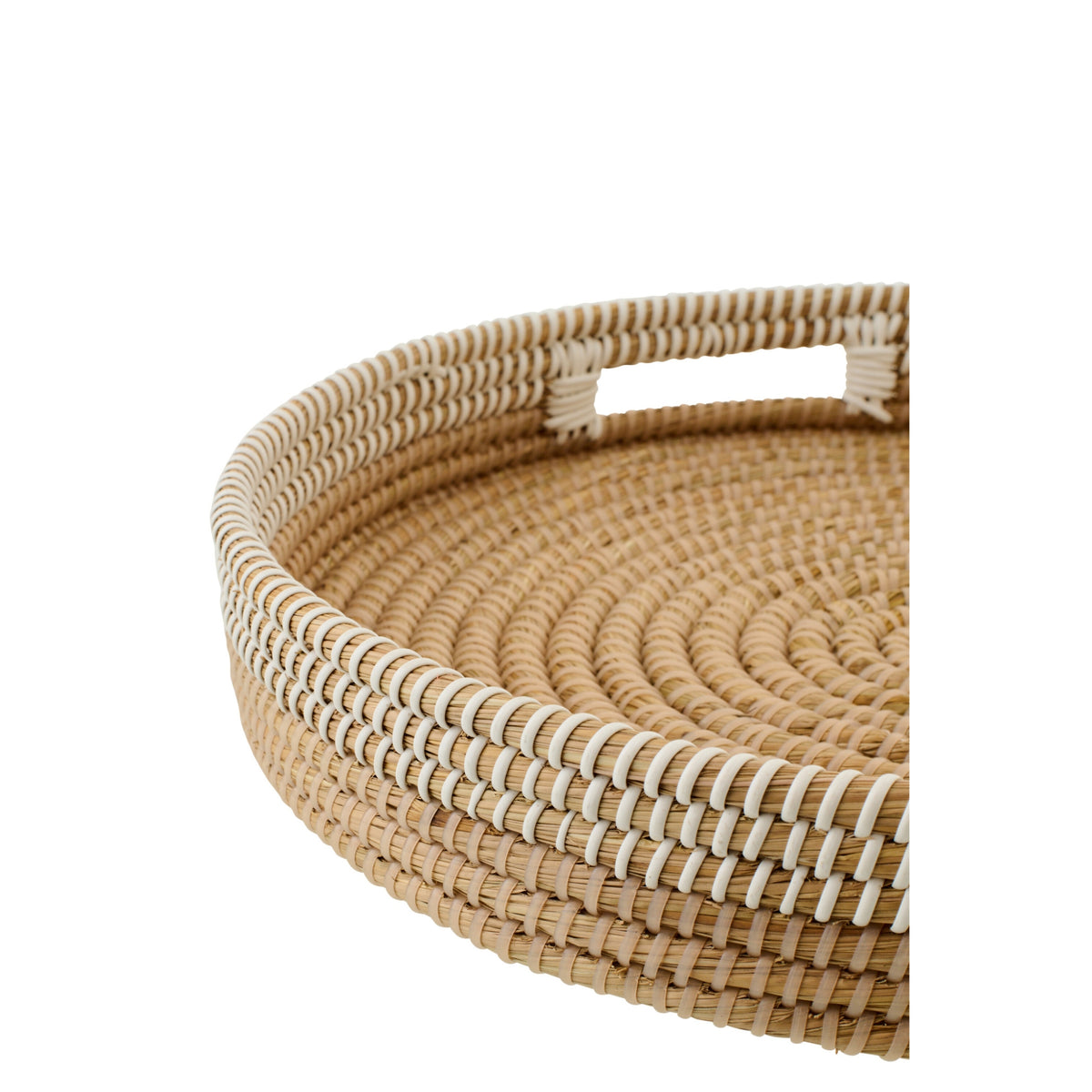 Set of 2 Decorative Natural/White Rattan Trays J-Line