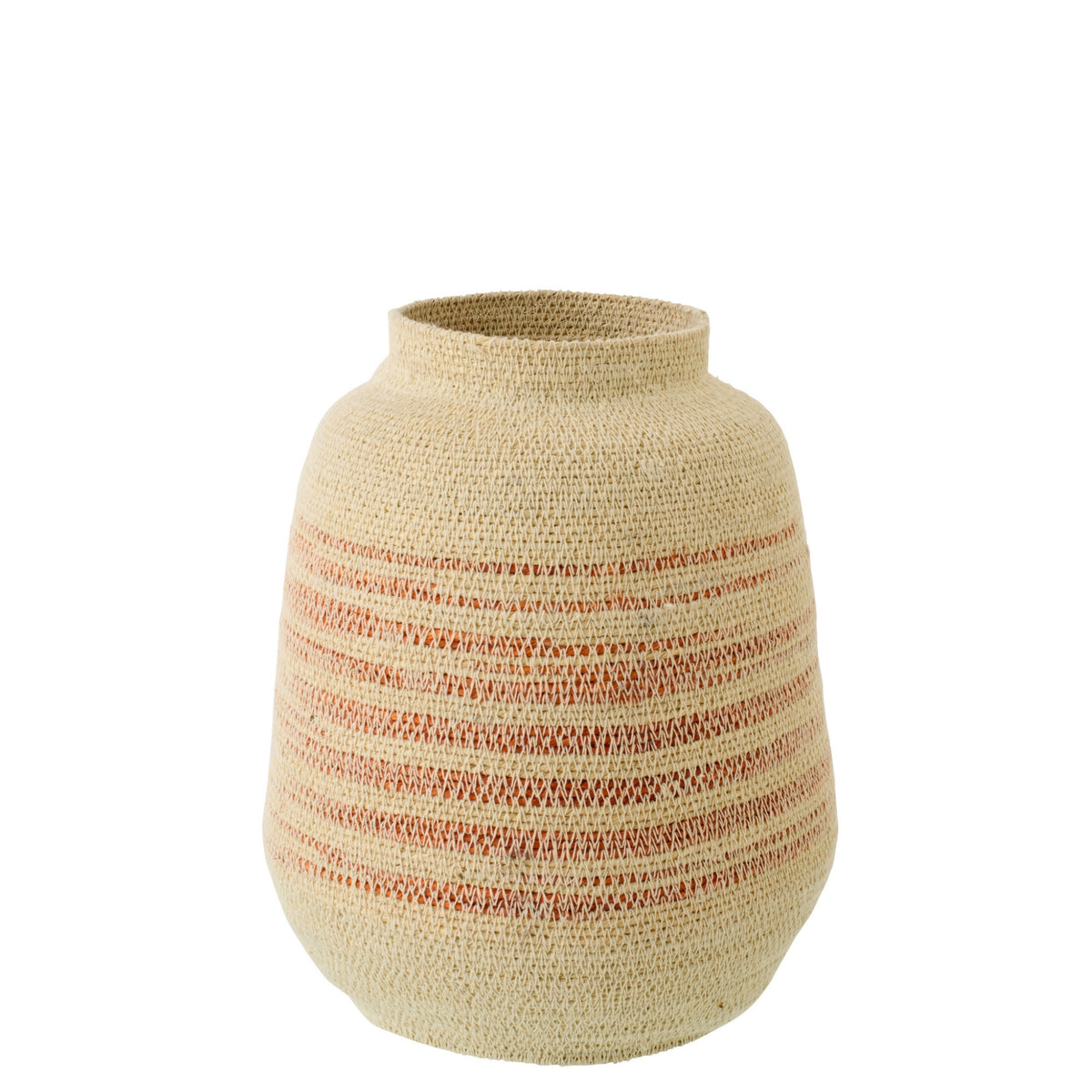 Striped Seagrass Basket Natural/Dark Orange J-Line