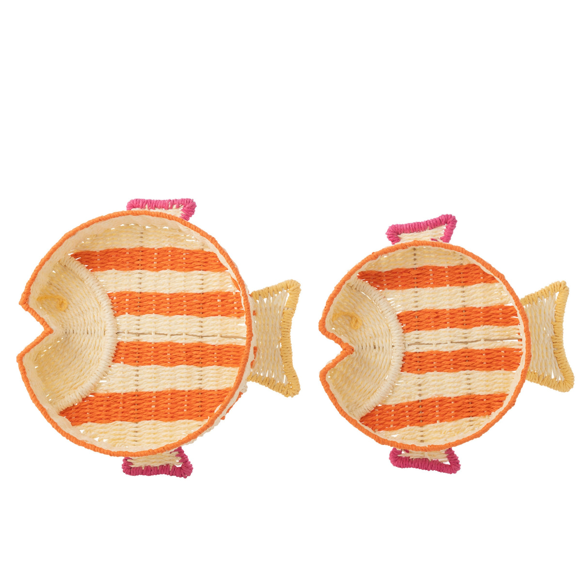 Decorative Tray Fish Striped Paper Multi Set of 2 J-Line