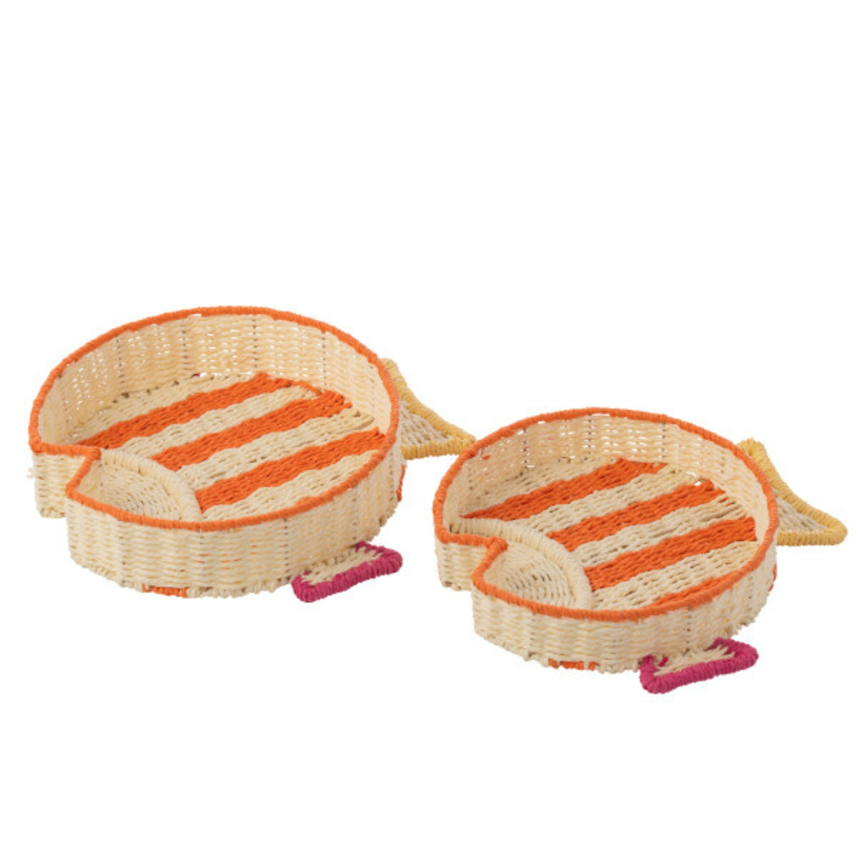 Decorative Tray Fish Striped Paper Multi Set of 2 J-Line