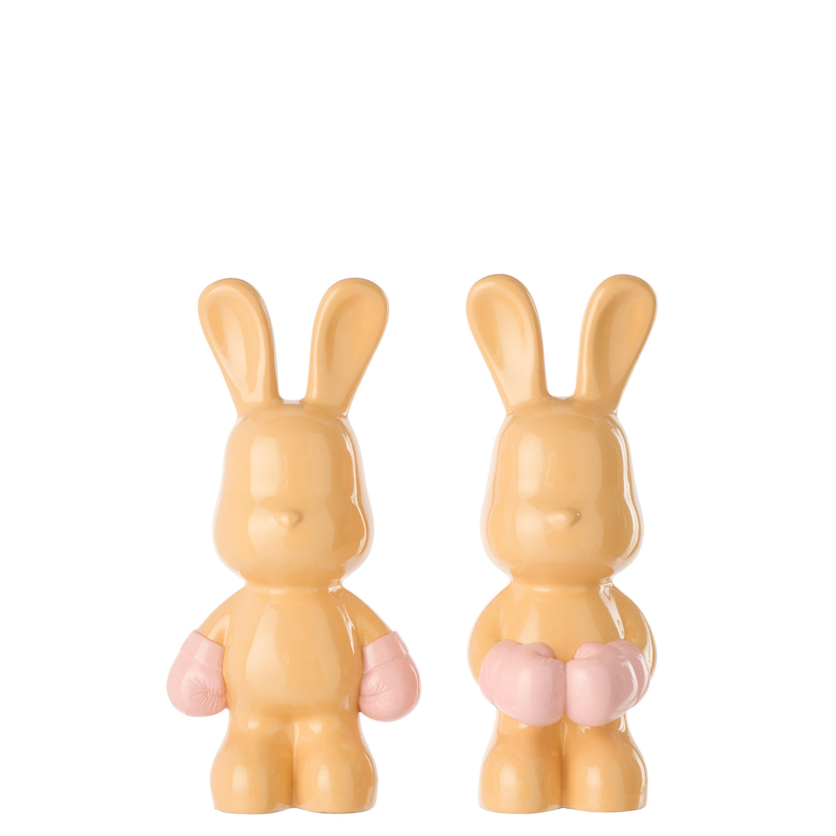 June Bunny Boxing Polyresin Apricot/Light Pink Assortment Of 2 J-Line