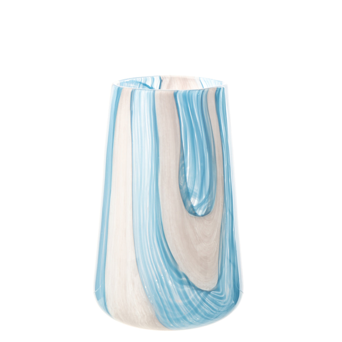Hurricane Lantern Striped Glass Azure Blue/White Large J-Line