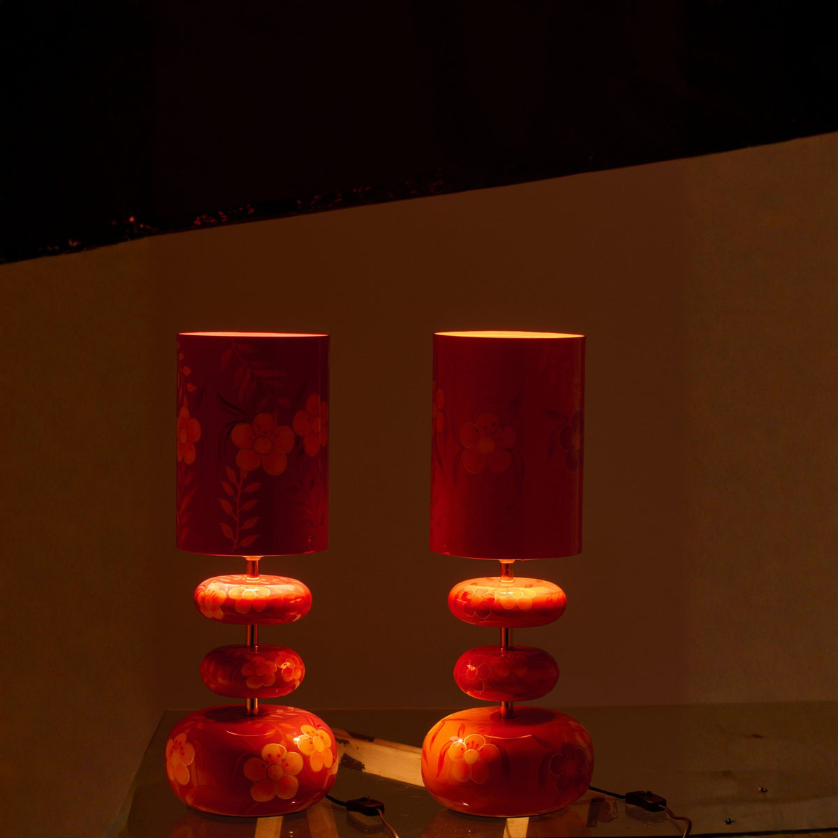Lamp Flowers Metal Pink/Orange Assorted By J-Line