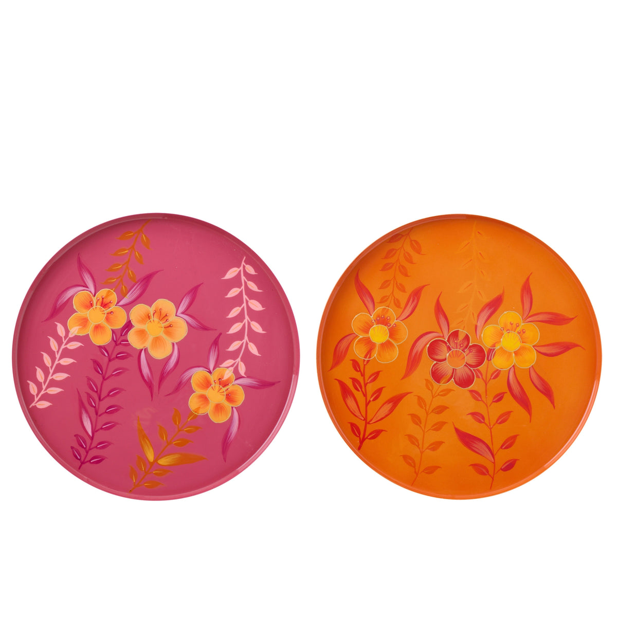Decorative Metal Flower Tray Pink/Orange Assorted By J-Line