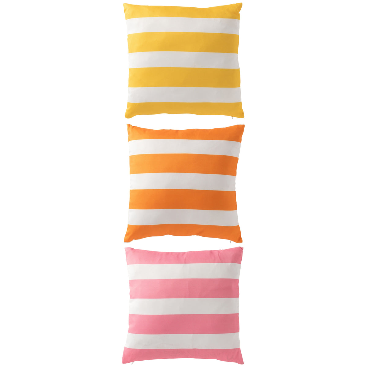 J-Line Assorted Multi-Colored Striped Square Outdoor Polyester Cushion, 3