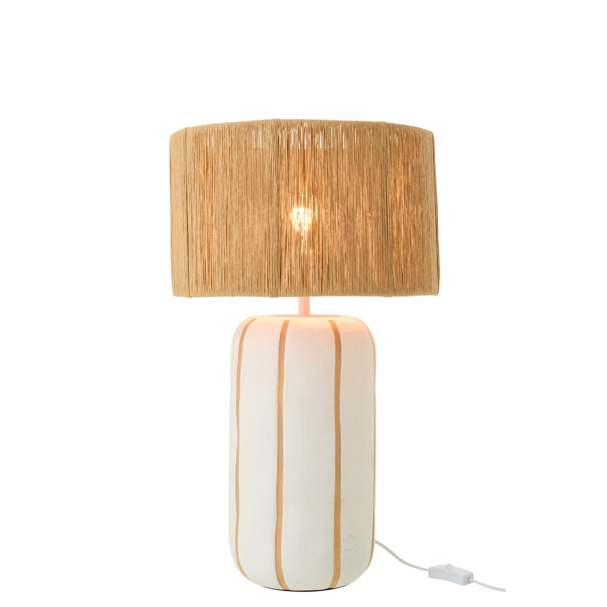 Table Lamp Striped Ceramic Natural/White Large J-Line