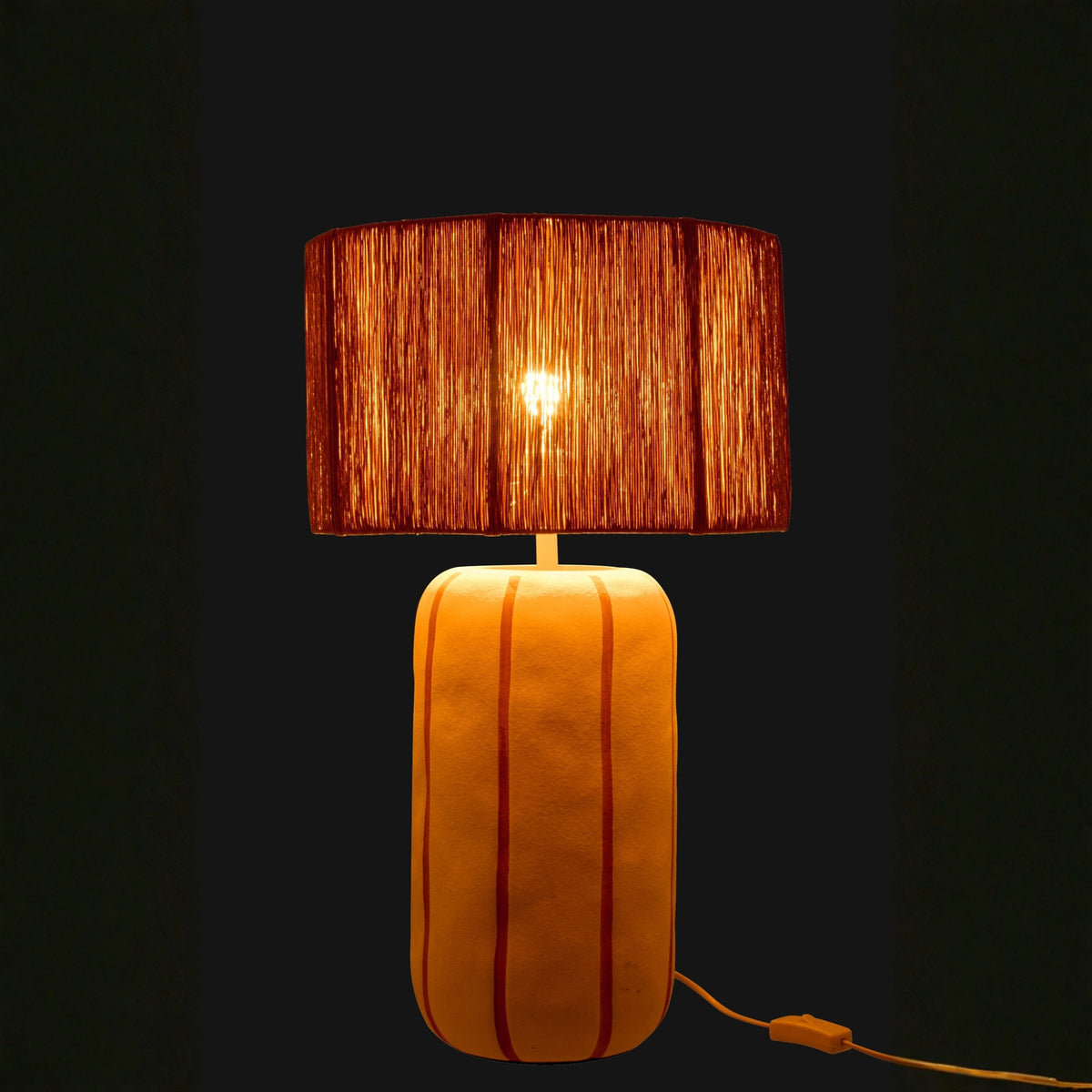 Table Lamp Striped Ceramic Natural/White Large J-Line